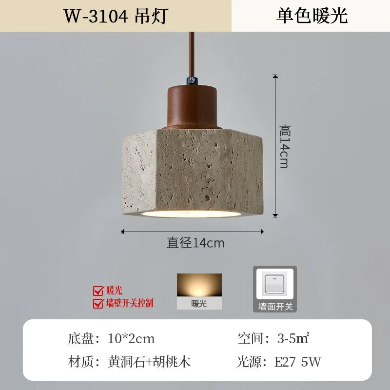 Japanese retro cave stone pendant light for indoor decoration