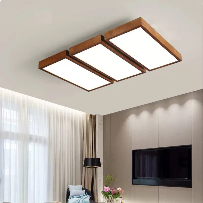 Modern wooden LED chandelier for interior design