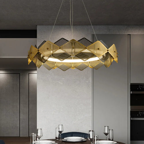 Post-modern stainless steel chandelier Italian minimalist LED lamp - vue 3 sur 13