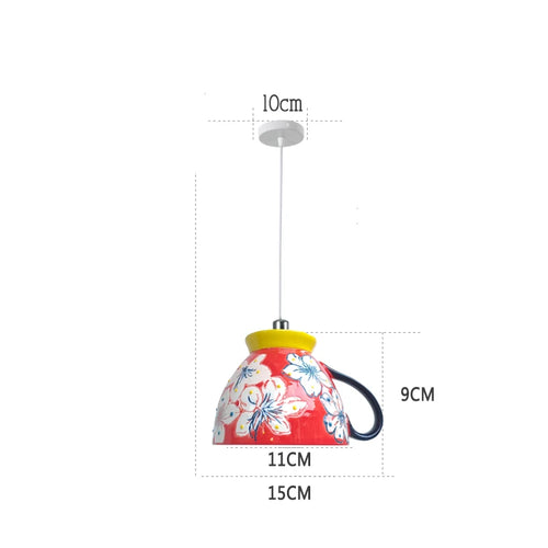 Modern ceramic LED teapot pendant light for kitchen - vue 19 sur 30