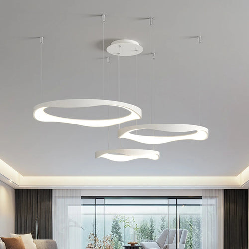 Modern nordic circular LED chandelier, creative design - vue 3 sur 20