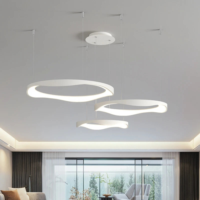 Modern nordic circular LED chandelier, creative design