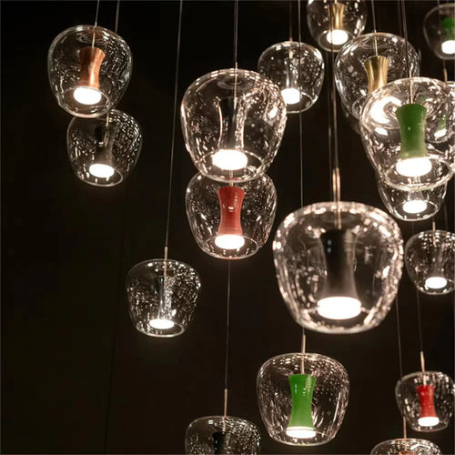 Modern clear glass LED pendant light for contemporary interior decor - vue 4 sur 10