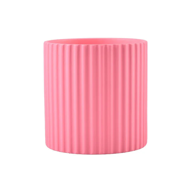 ceramic flower pot vertical lines for indoor plants - vue 23 sur 23