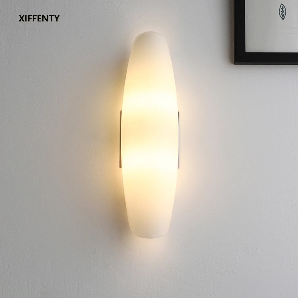 White glass LED wall lamp for interior decoration