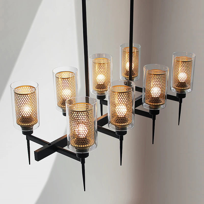 Nordic retro industrial LED chandelier for restaurant and bar decor - vue 4 sur 8