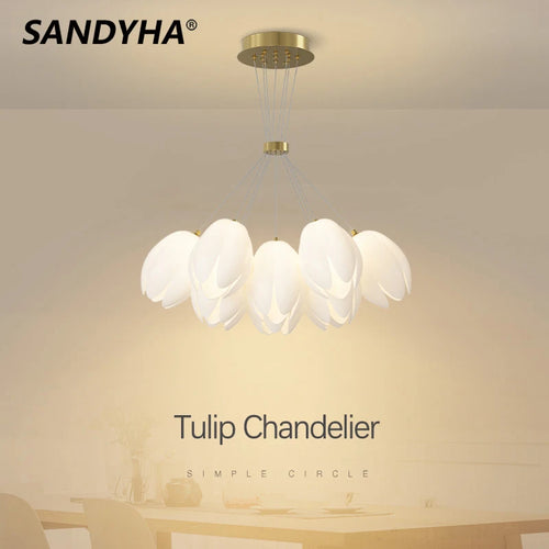 Modern tulip chandelier sandyha LED hanging lamp - vue 2 sur 8