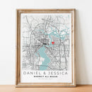 Personalised city map romantic gift for him