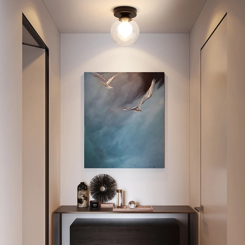 Modern simple Nordic LED glass ball ceiling light - vue 3 sur 10