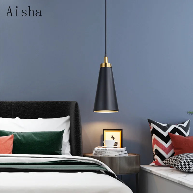Minimalist black single head pendant light for indoor use