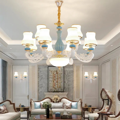 Modern ceramic chandelier for elegant indoor lighting - vue 4 sur 6