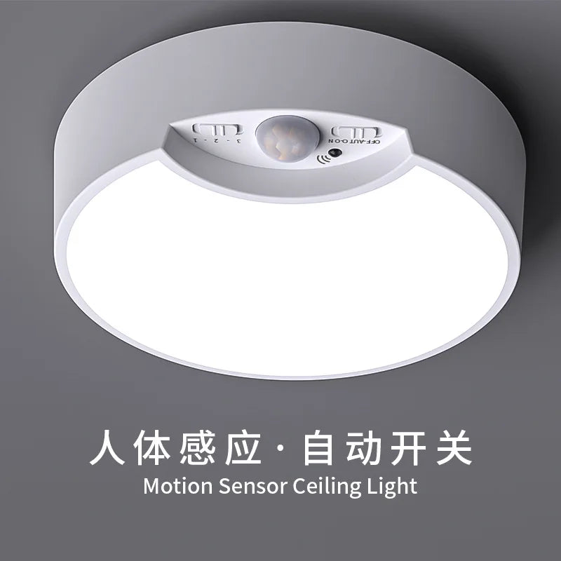 Rechargeable LED ceiling light with motion sensor, dimmable and remote control