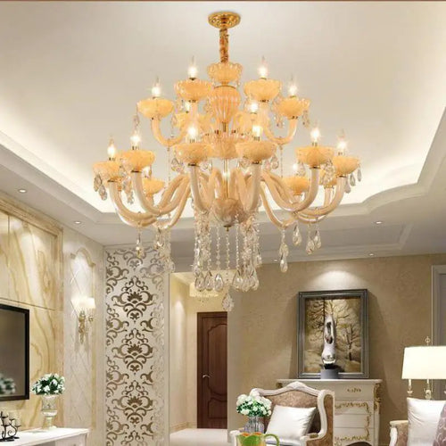 Modern crystal chandelier for interior decoration with LED lighting - vue 5 sur 9