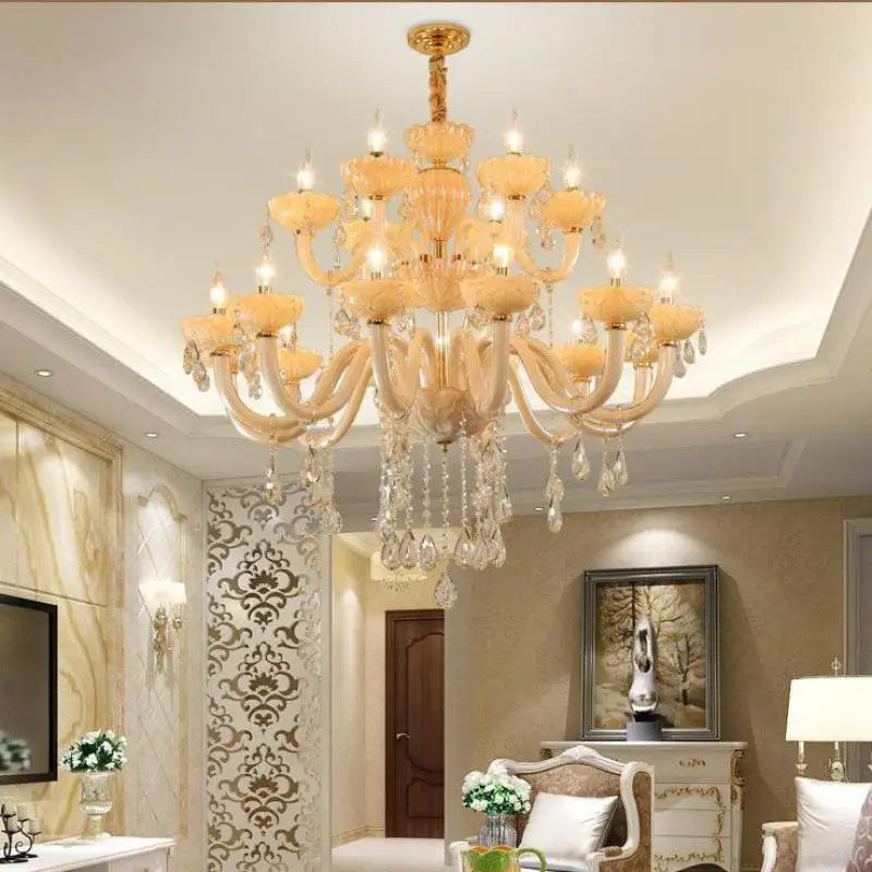 Modern crystal chandelier for interior decoration with LED lighting - vue 4 sur 9