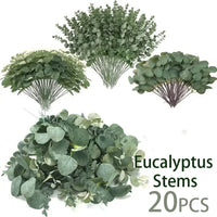 Set of 20 artificial eucalyptus leaves for floral decoration