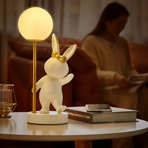 Nordic pink rabbit table lamp - vue 9 sur 16