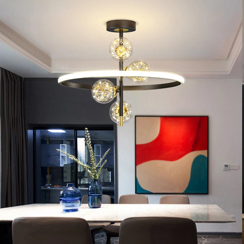 Modern nordic LED chandelier simple ball for indoor use - vue 2 sur 16