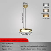 Modern circular aluminium LED pendant light for indoor use