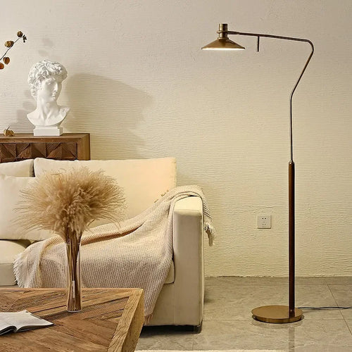 Modern solid wood LED floor lamp with retro design