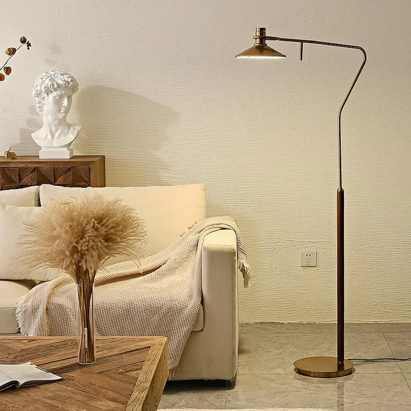 Modern solid wood LED floor lamp with retro design
