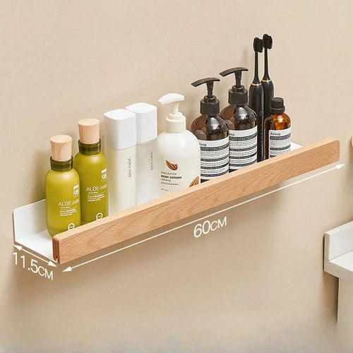 Wall-Mounted bathroom shelf，Punch Storage Holders Racks,floating shelves for wall， living room no-hole punching Storage Shelves - vue 8 sur 16