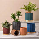 ceramic flower pot vertical lines for indoor plants