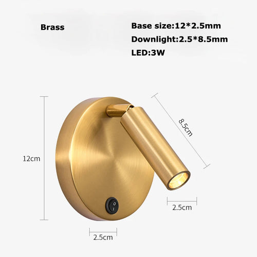 Rotating brass LED wall light with USB switch - vue 19 sur 23