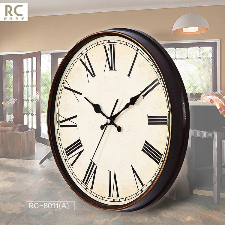 retro silent shabby chic wall clock for home decor - vue 5 sur 7