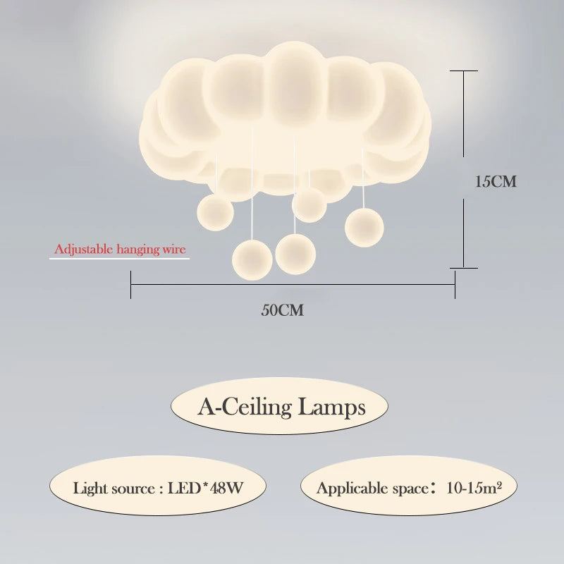 Modern romantic cloud chandelier for children's bedroom interior decoration - vue 9 sur 12