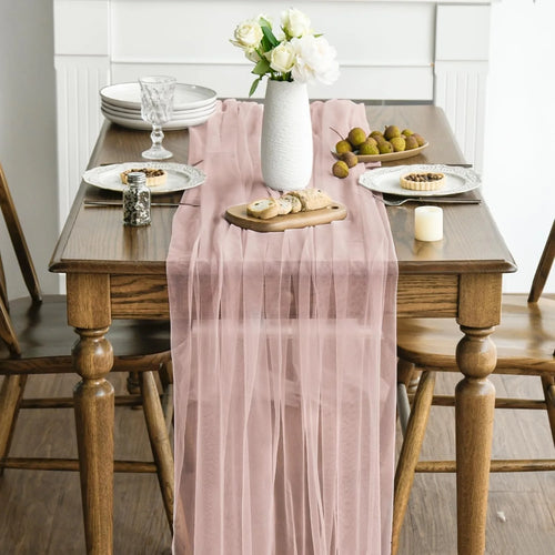 Sheer gauze table runner for wedding and arch decoration - vue 5 sur 6