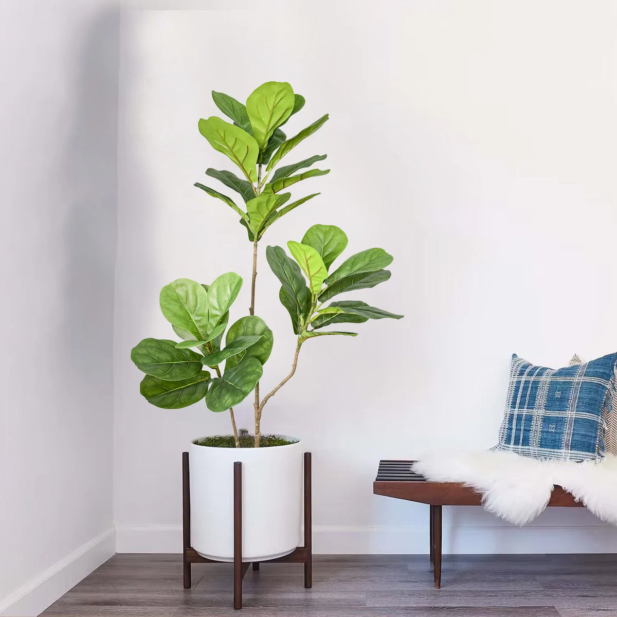 Artificial ficus branches with large leaves for indoor and outdoor decoration - vue 4 sur 14