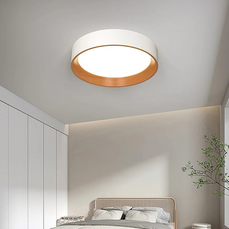 Minimalist Nordic wood grain LED ceiling light