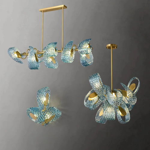 Modern blue glass pendant light for hallway, bar or bedroom - vue 7 sur 21