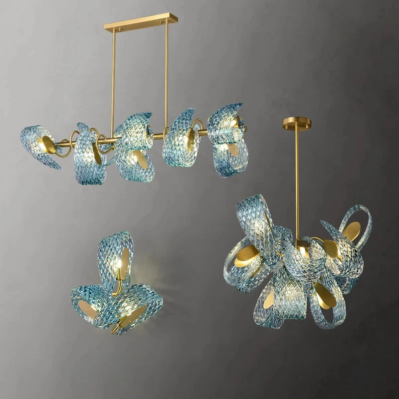 Modern blue glass pendant light for hallway, bar or bedroom - vue 6 sur 21