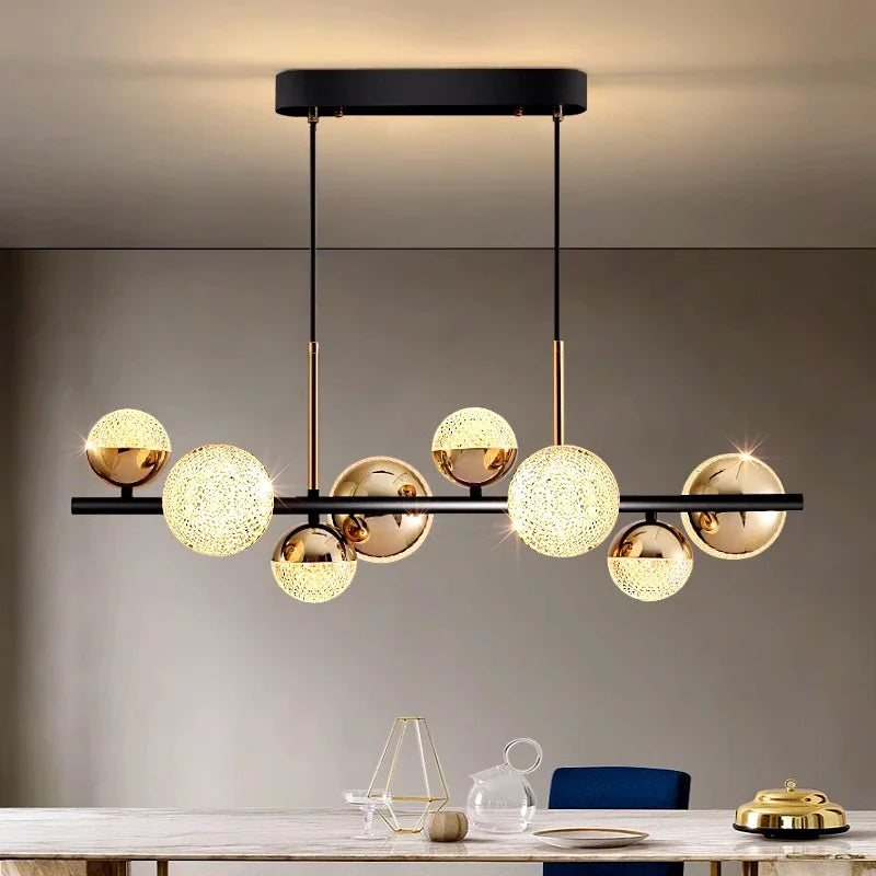 Modern glass LED chandelier for interior decoration - vue 3 sur 8