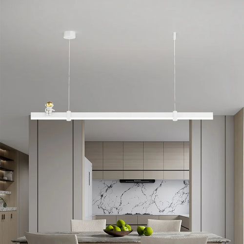 Modern minimalist LED pendant in black brushed steel - vue 4 sur 12