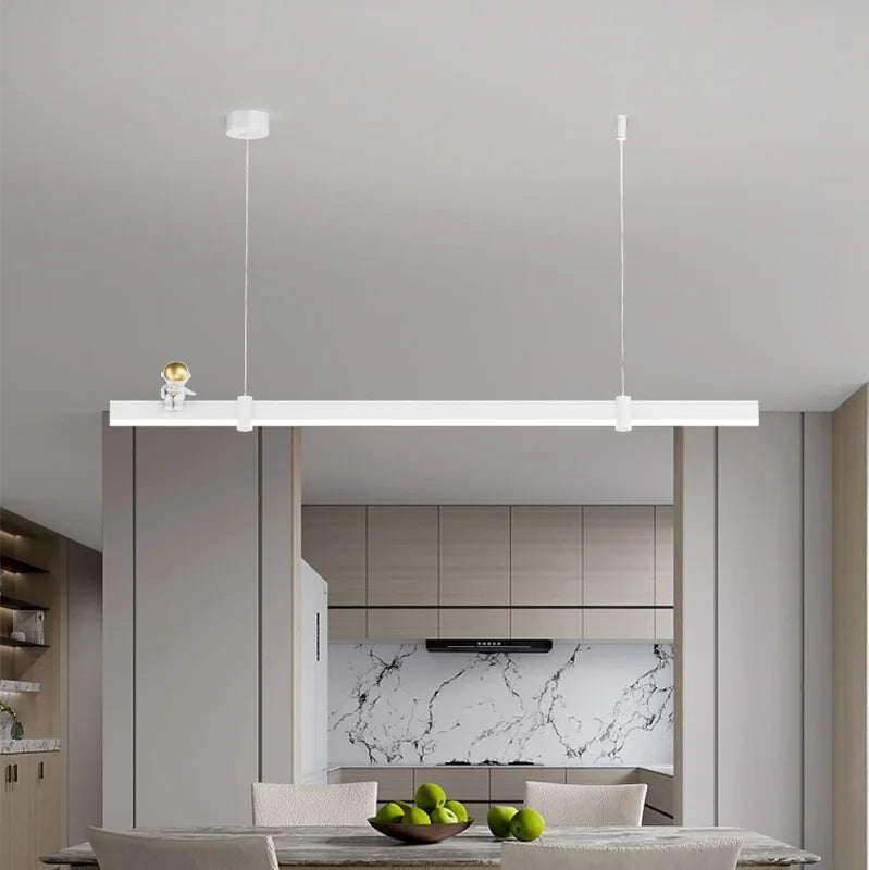 Modern minimalist LED pendant in black brushed steel - vue 4 sur 12