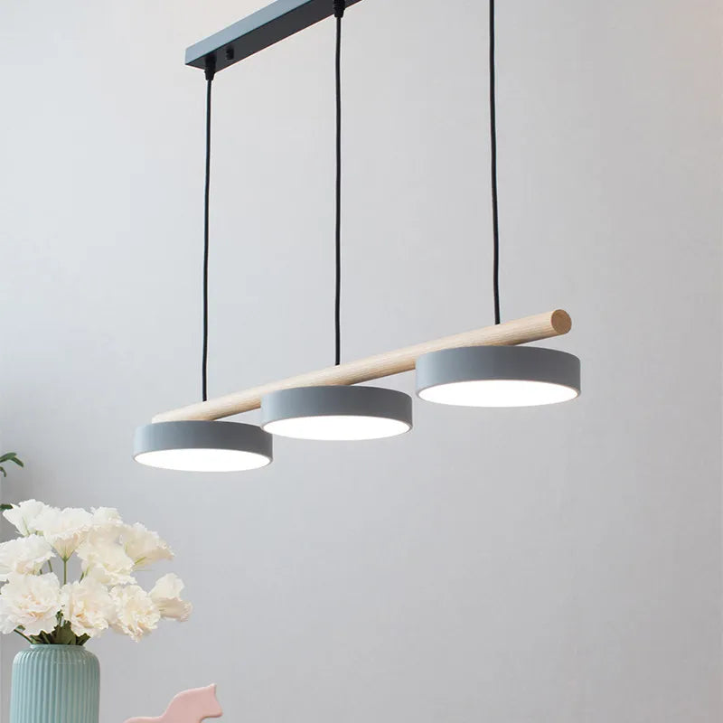 Nordic solid wood chandelier with integrated LED