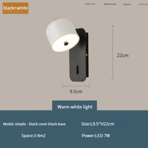 Nordic rotating wall light with switch for modern decor