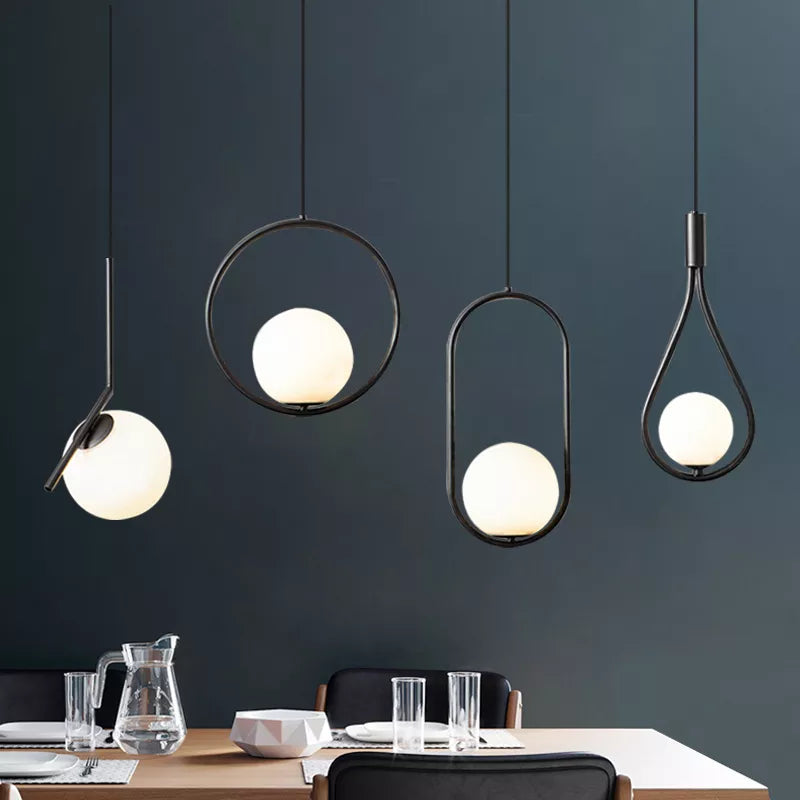 Black metal ring LED pendant light