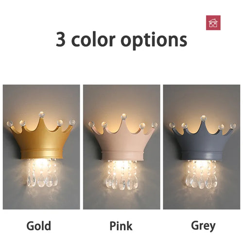 Luxury princess crystal wall lamp pendant bedside light - vue 7 sur 9