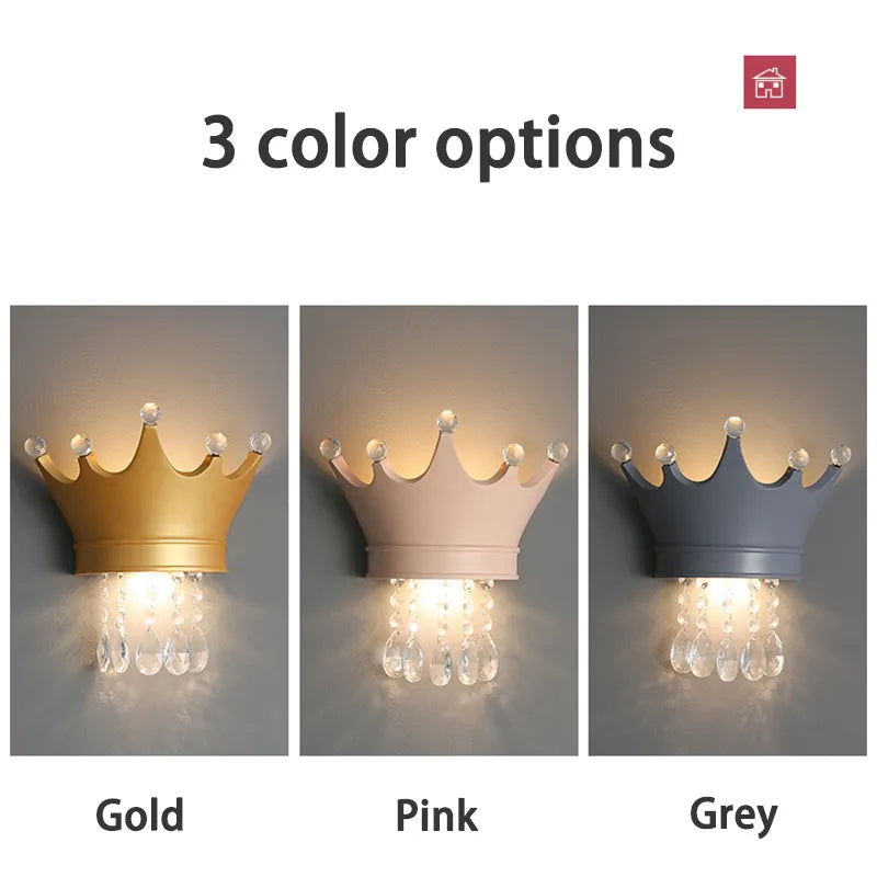 Luxury princess crystal wall lamp pendant bedside light - vue 6 sur 9
