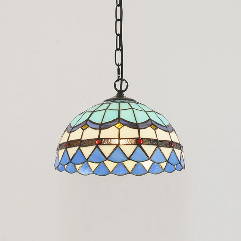 Retro stained glass Mediterranean style chandelier for restaurants and lobbies