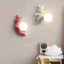 Resin and glass bear wall light for children