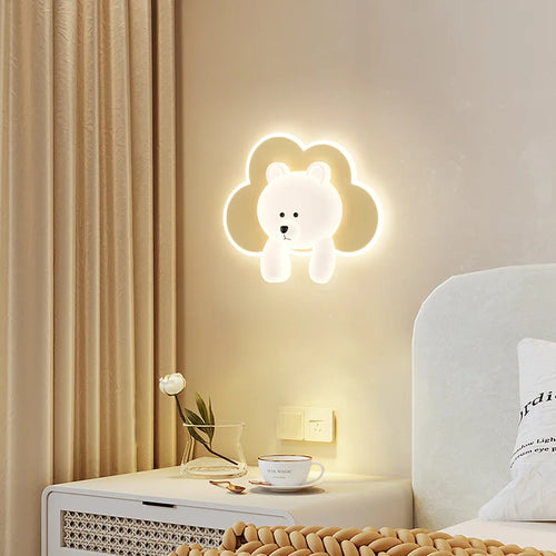 Decorative cloud bear wall light for children's bedroom - vue 6 sur 12