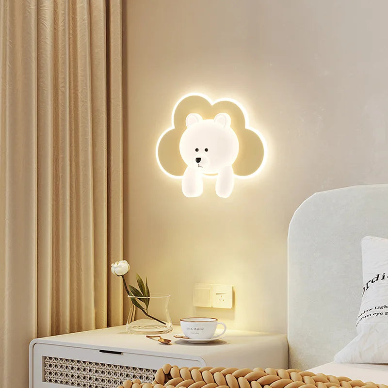 Decorative cloud bear wall light for children's bedroom - vue 5 sur 12
