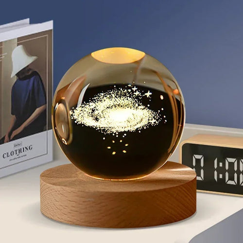 3D crystal night light solar system wooden decorative gift - vue 17 sur 16