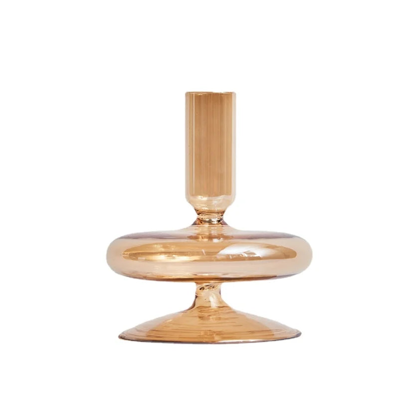 Retro glass taper candle holders for elegant decor - vue 17 sur 32