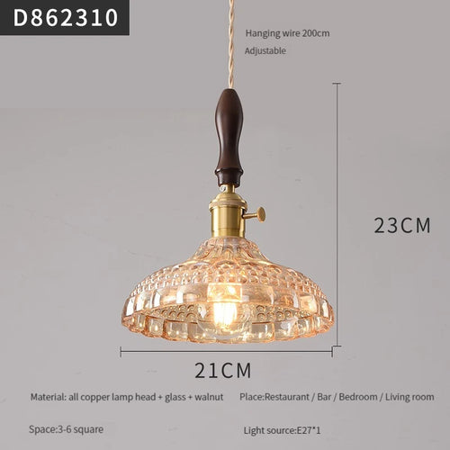 Modern brass and glass pendant light for interiors - vue 9 sur 30