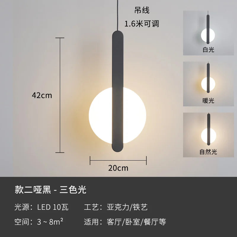 Modern geometric LED acrylic moon pendant light - vue 19 sur 24
